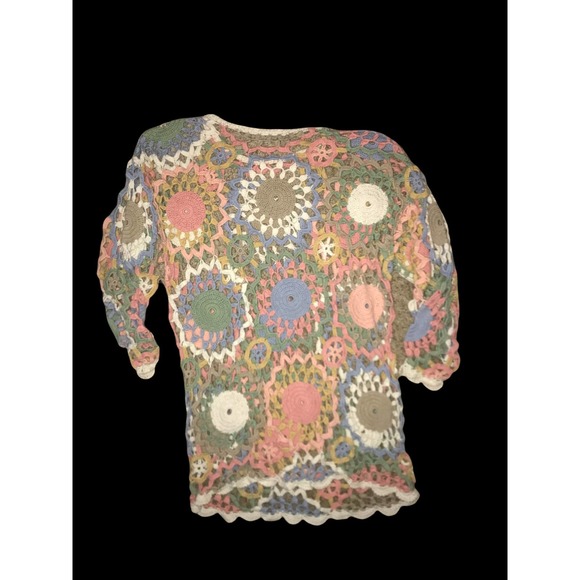 HANDKNIT SPRING/EASTER SWEATER  SZ M/L - Picture 8 of 9